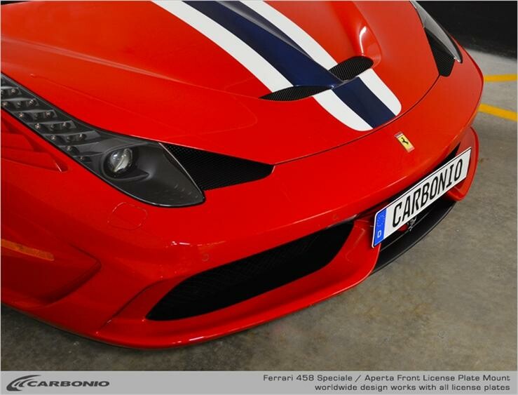 Carbonio Ferrari 458 Speciale NO DRILL Front License Plate