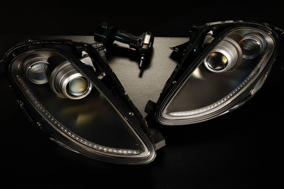 Founders Headlights: Ferrari 430 (LHD/Carbon Fiber/Amber)