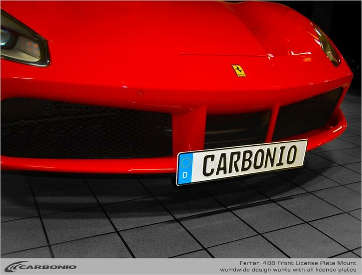 Carbonio Ferrari 488 NO DRILL Front License Plate Mount