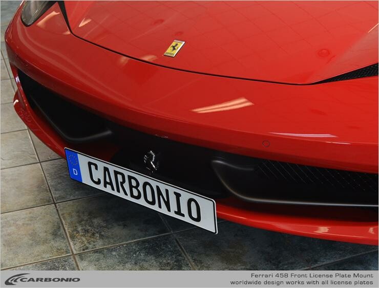 Carbonio Ferrari 458 NO DRILL Front License Plate Mount