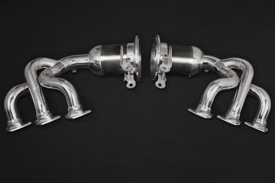 Porsche 992 GT3/RS - SET: 250 Cell Sport Cat Headers + Valved Exhaust, Exhaust Tips (OE Actuators)
