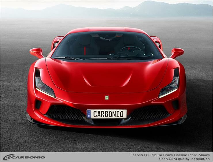 Carbonio Ferrari F8 NO DRILL Front License Plate