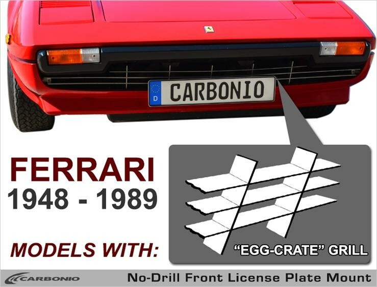 Carbonio NO DRILL Front License Plate Mount for Ferrari "Egg Crate" Grill (1948-1989)