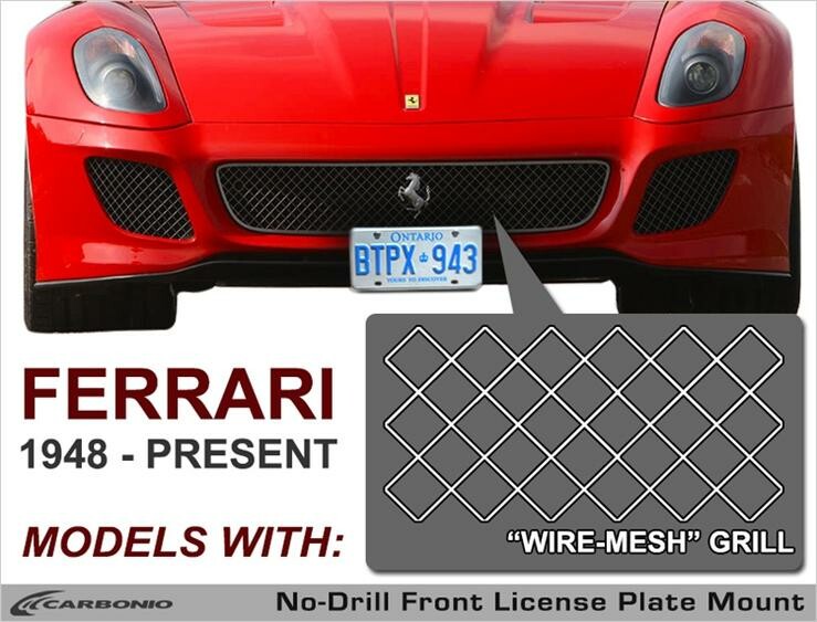 Carbonio Ferrari Wire Mesh NO DRILL Front License Plate Mount