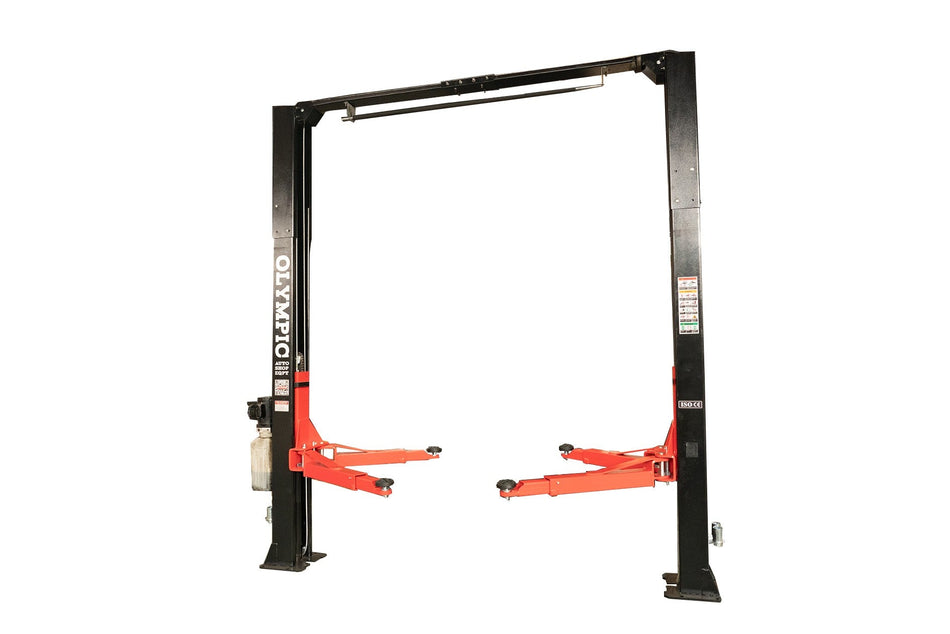 Olympic 2PCF-9 / 2-Post Clear Floor Car Lift – Symmetric Arms, 2-Stage Adapters / 9,000 Lb. Capacity