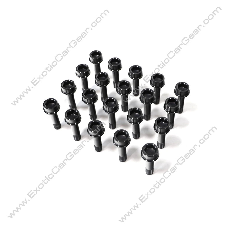 Exotic Car Gear Titanium Wheel Bolts - Fits Ferrari Challenge Titanium Wheel Bolt Kit 23 Piece Set - Black Finish
