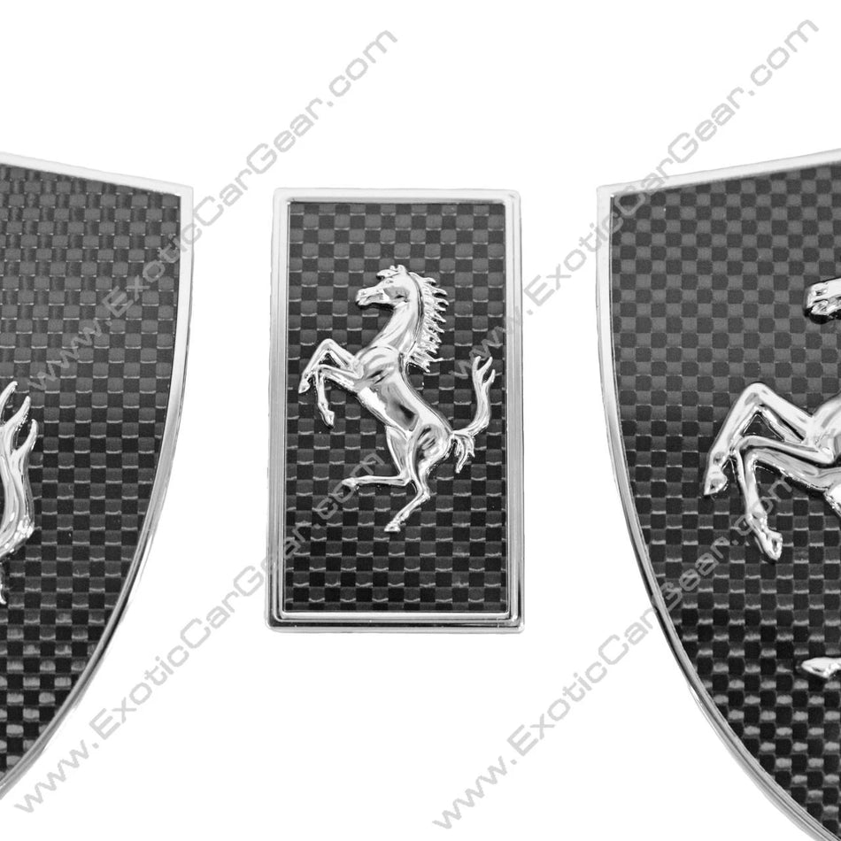 Carbon Fiber Fender Badges 3 Piece Set - Fits Ferrari Models