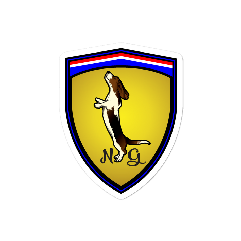 The NGS Prancing Basset (Bassotto Rampante) Sticker