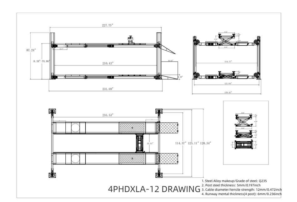 Olympic 4PHDXLA-12 / Heavy-Duty 4-Post Alignment Lift with Turntables & Slip Plates / 12,000 Lb. Capacity