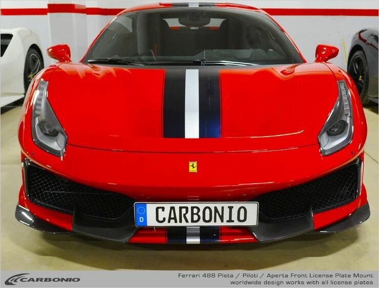 Carbonio Ferrari 488 Pista NO DRILL Front License Plate Mount